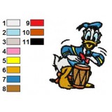 Donald Duck Drummer Embroidery Design